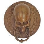 Bronze Totenschädel Ring Türklopfer Aztek 19cm