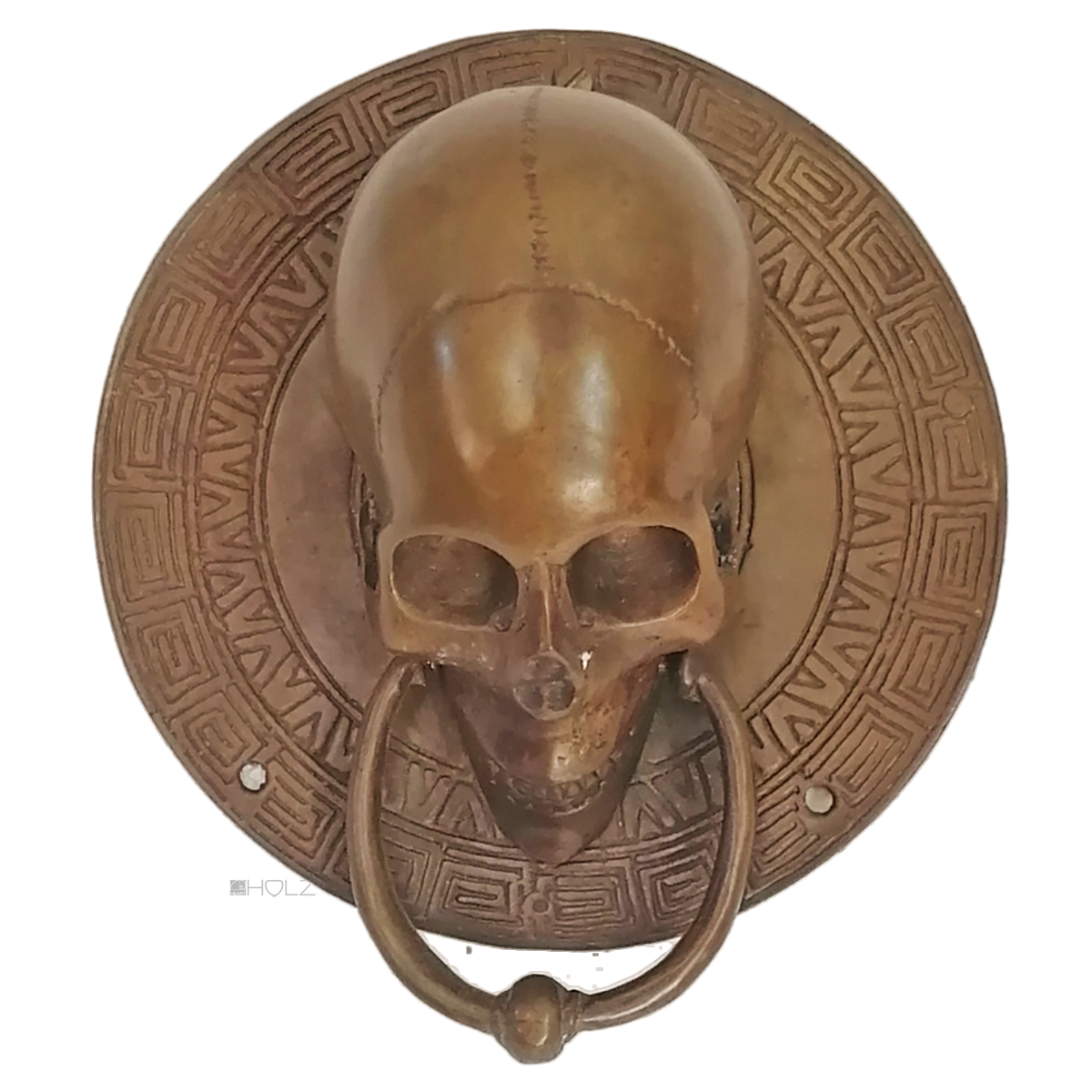 Bronze Totenschädel Ring Türklopfer Aztek 19cm