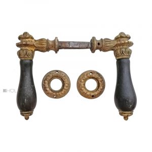 Türdrücker antik Bronze Ebenholz Türklinken Rosetten alt 9er Vk