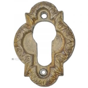 Schlüsselschild antik Eisen vergoldet alt Kranz 64mm PZ