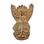 Bronze Engel feuervergoldet antik St. Georg Drache Beschlag alt 16cm