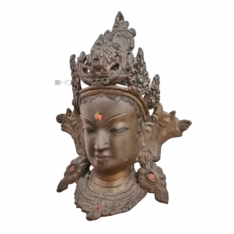 Asiatika Buddha Büste Bronze Buddhismus Maske 20cm
