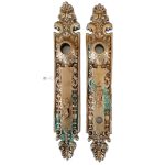 Langschilder antik Türdrücker alt Löwen prächtig 17mm 78/100