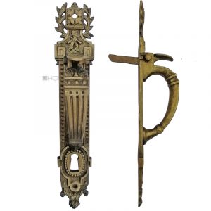 Stoßgriff antik Bronze alt klassizistisch Daumenhebel Schnappriegel 28.5cm