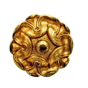 Bronze Rosette antik feuervergoldet Seerose Zierrosette alt 4cm