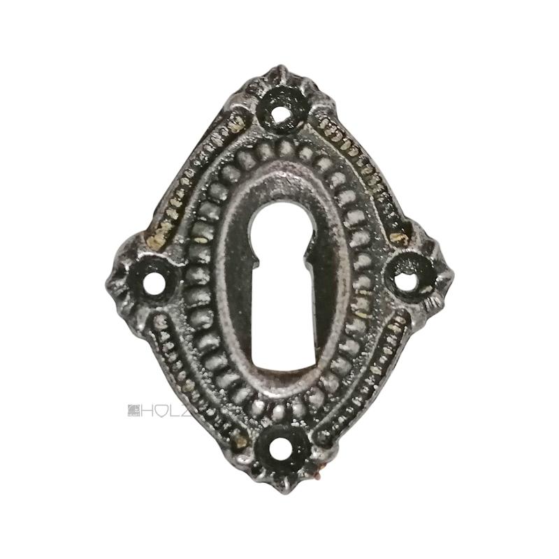 Schlüsselschild antik Schlüsselrosette Gusseisen alt Perle oval