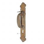 Türgriff Stoßgriff Jugendstil floral Schiebetür Daumenriegel alt vernickelt