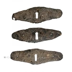 Schlüsselschild Truhe antik Eisen Möbelbeschlag alt 3er Set 16cm