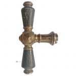 Fensterolive antik Würfel Fenstergriff alt Messing Horn 103mm