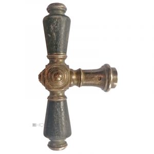 Fensterolive antik Würfel Fenstergriff alt Messing Horn 103mm