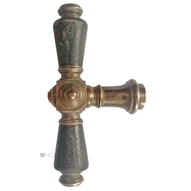 Fensterolive antik Würfel Fenstergriff alt Messing Horn 103mm