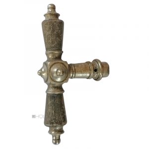 Fensterolive antik Fenstergriff alt Würfel Messing vernickelt 111mm