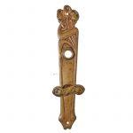 Langschild Jugendstil floral Türdrücker alt 16.7 mm 78 Sperrriegel