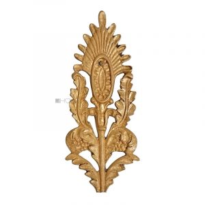 Bronze Möbel Beschlag antik feuervergoldet Palmette alt 9cm