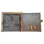 Ofentür Kamitür antik Eisen Messing alt Küchenhexe 24cm