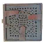 Ofentür Kamitür antik Eisen Messing alt Küchenhexe 24cm