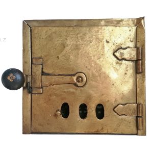 Ofentür Kamitür antik Eisen Messing alt Küchenhexe 24cm