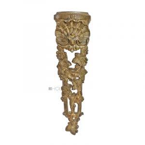 Bronze Möbelbeschlag Muschel Efeu antik feuervergoldet alt 21cm
