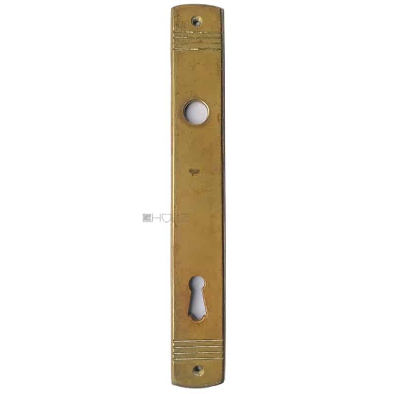 Langschild Jugendstil Avantgarde halbrund alt Streifen Messingguss 35x248-64x15.2x108