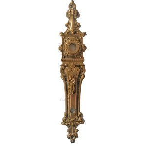 Langschild antik Gründerzeit alt prächtig Türdrücker Nachtriegel 16.2mm 78