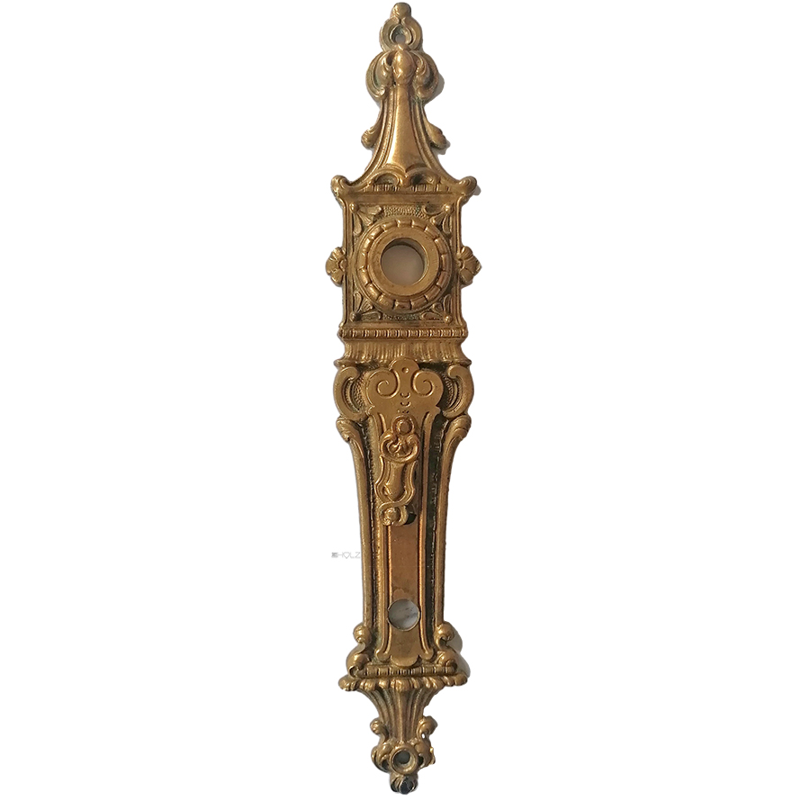 Langschild antik Gründerzeit alt prächtig Türdrücker Nachtriegel 16.2mm 78