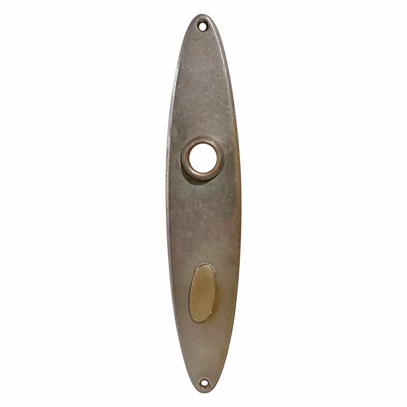 Langschild alt Art Deco oval vernickelt Türdrücker 17.6mm 83