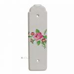 Langschild Porzellan Tür Griffplatte alt Vintage Rosen weiß 22cm