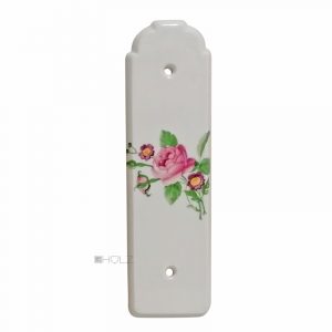 Langschild Porzellan Tür Griffplatte alt Vintage Rosen weiß 22cm