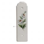 Langschild Porzellan Tür Griffplatte alt Vintage Gänseblumen weiß 22cm