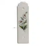 Langschild Porzellan Tür Griffplatte alt Vintage Gänseblumen weiß 22cm