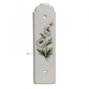 Langschild Porzellan Tür Griffplatte alt Vintage Gänseblumen weiß 22cm