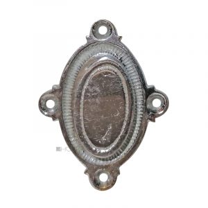 Schlüsselrosette antik alt Schlüsselschild oval Perle Gründerzeit vernickelt