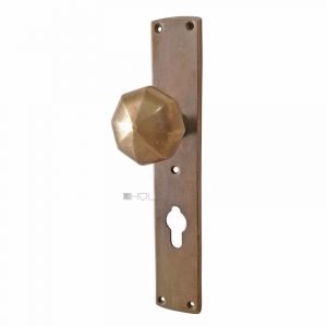 Türknauf Art Deco alt Langschild Drehgriff Eingang 80mm PZ