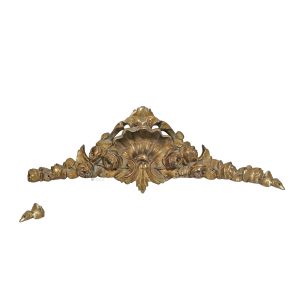 Schrank Supraporte Bronze Beschlag Möbel feuervergoldet Muschel Rosen 46cm