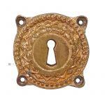 Tür antik Schlüsselschild Blattkranz Schlüsselrosette Messing