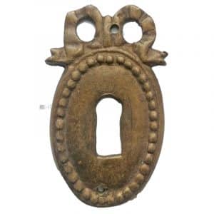 Möbel Schlüsselschild antik Bronze alt klassizistisch Perle Schleife 36x63