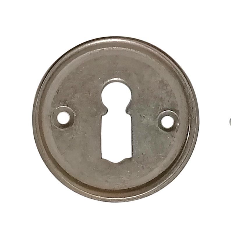 Bauhaus Schlüsselrosette alt Messing Tür Schlüsselschild vernickelt 45mm