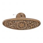Fensterolive Jugendstil Fenstergriff alt floral oval 77mm