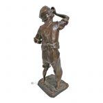 Paul Ludwig Kowalczewski Bronze Figur Junge mit Pfeife 23cm