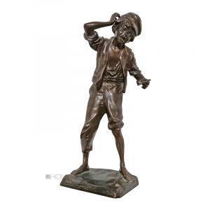 Paul Ludwig Kowalczewski Bronze Figur Junge mit Pfeife 23cm