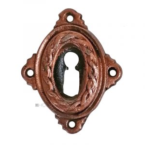 Schlüsselrosette antik oval Eisen alt Schlüsselschild Flechtenkranz verkupfert