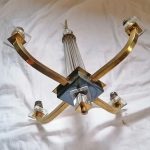 Deckenlampe Art Deco alt Messing Acryl B22 49cm