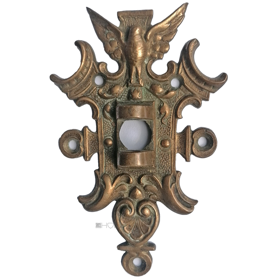 Klavierleuchter Halteplatte antik Bronze alt Vogel Gründerzeit 11cm