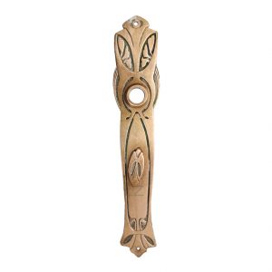 Jugendstil Langschild antik alt floral Türdrücker Messing 16.6 mm 98