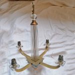 Deckenlampe Art Deco alt Messing Acryl B22 49cm