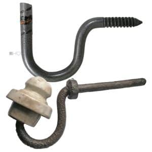 Großer Haken Stahl Isolator Seil Kette Aufhängung alt 22cm
