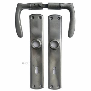 Drückergarnitur 1920er Eisen Banane Türklinken halbrund 41x230mm 8er Vk 72