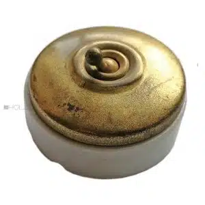 Lichtschalter antik Messing Porzellan alt